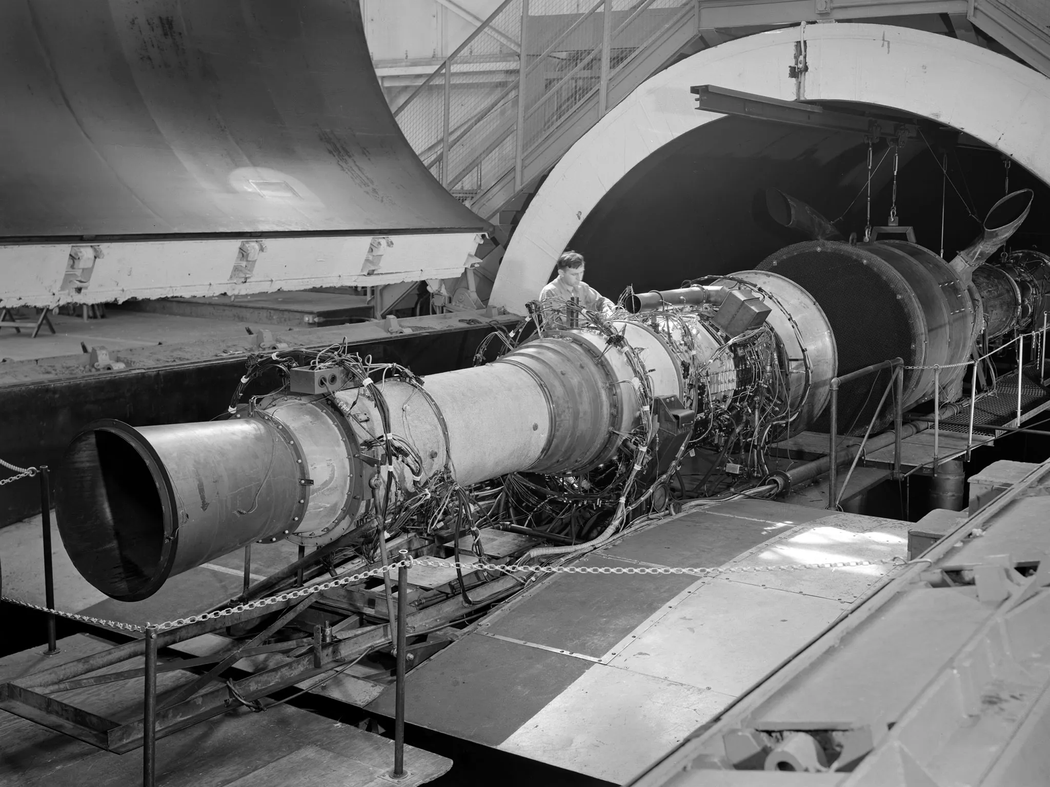 Rolls Royce Avon RA-14 Engine in the Altitude Wind Tunnel, 1956